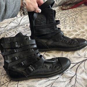 Converse Black High-Top Buckle Strap Sneakers